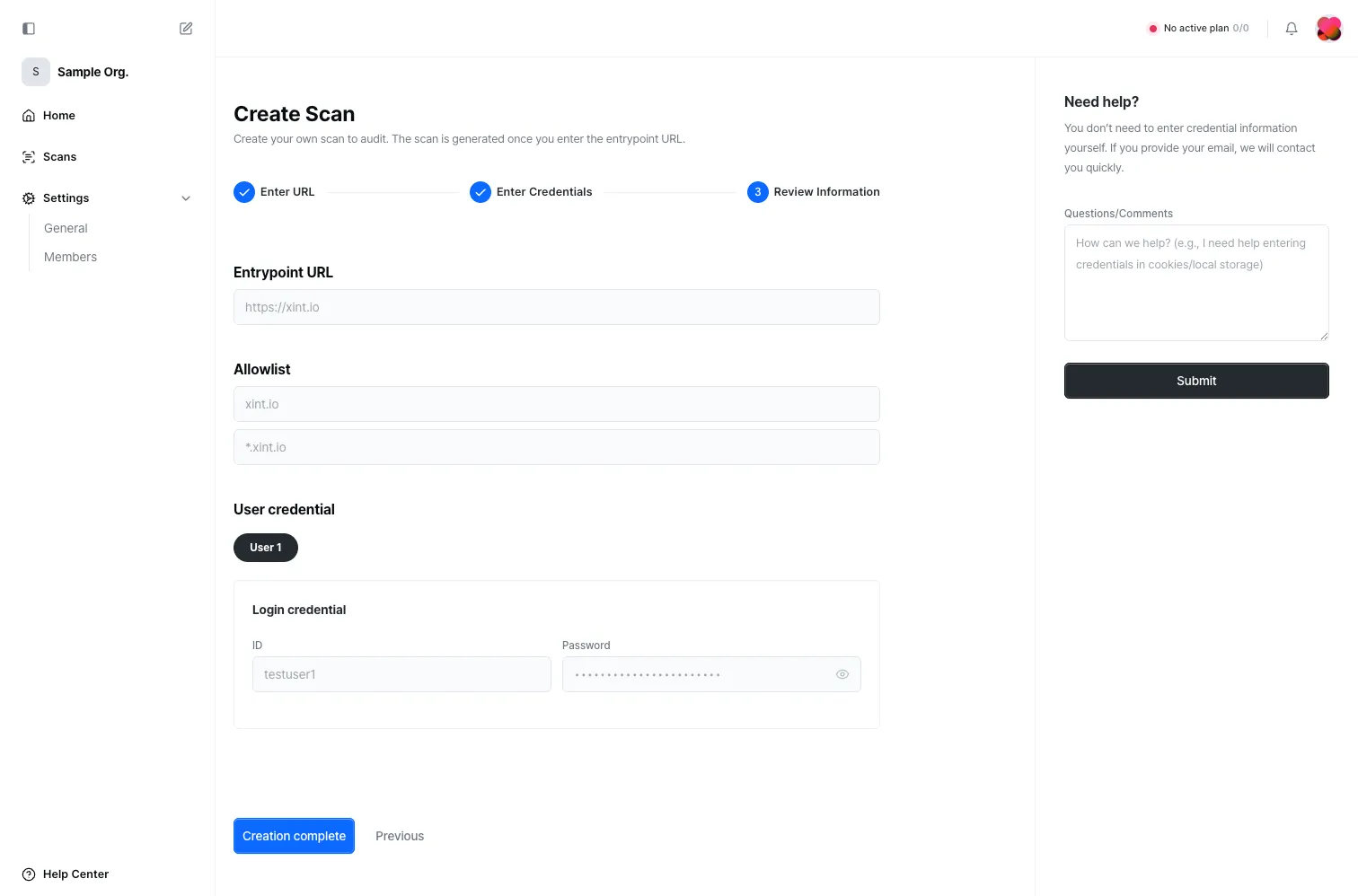 Confirm Input Values