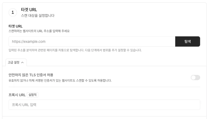 Advanced options in create scan page