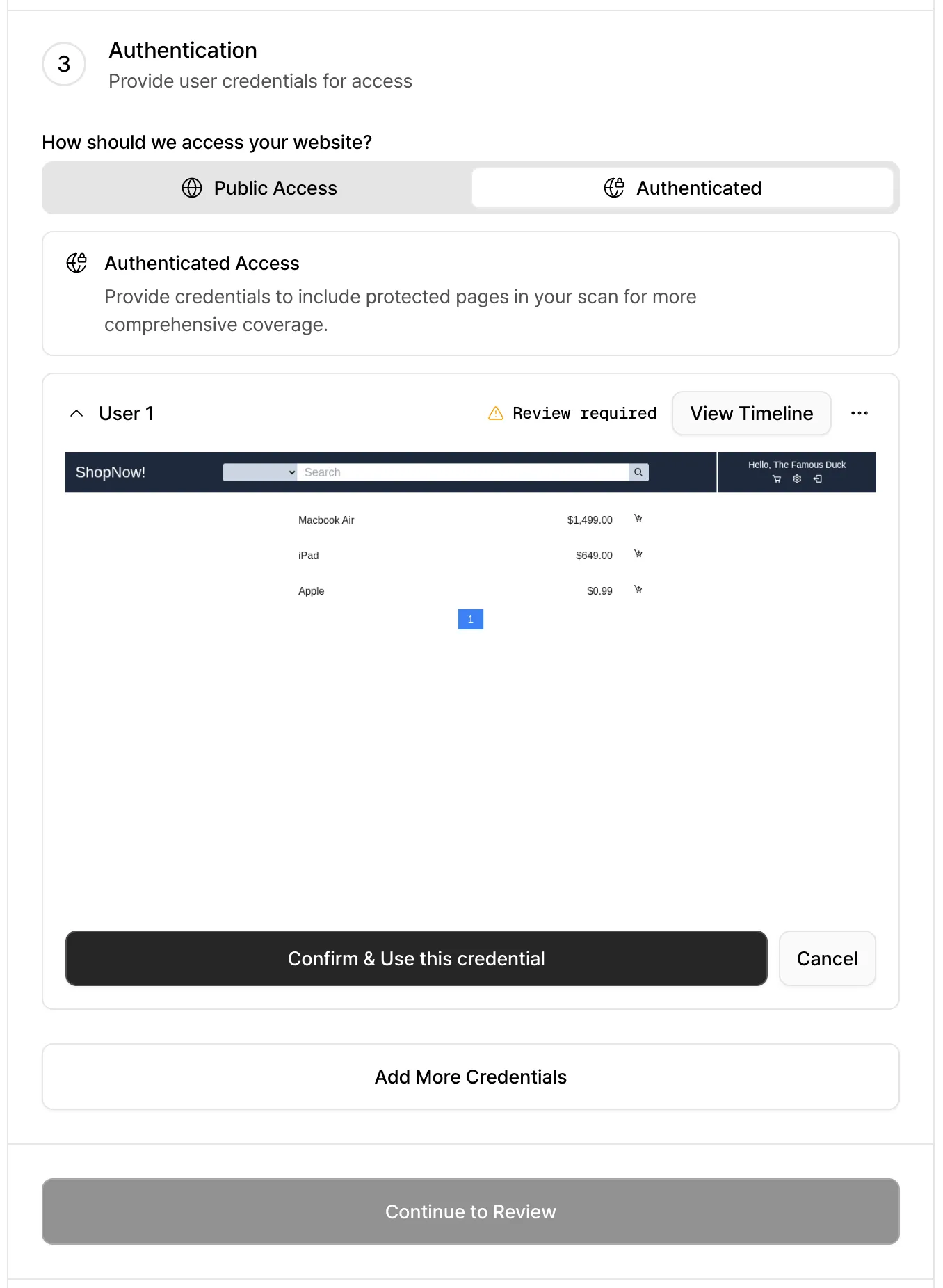 Credential pre-scan success