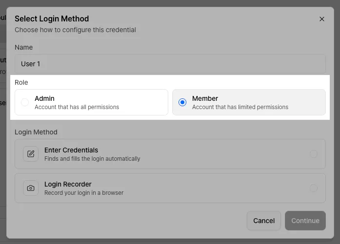 Auth account privileges