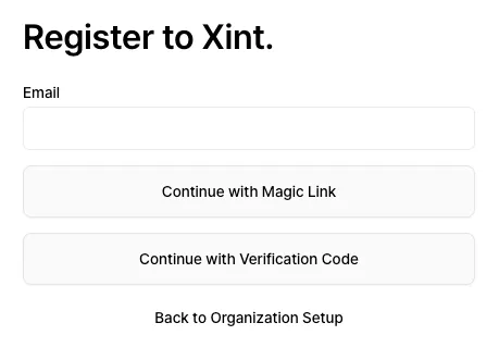 Screenshot of email address form and verification buttons