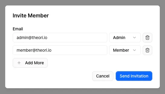 Screenshot for invite member form