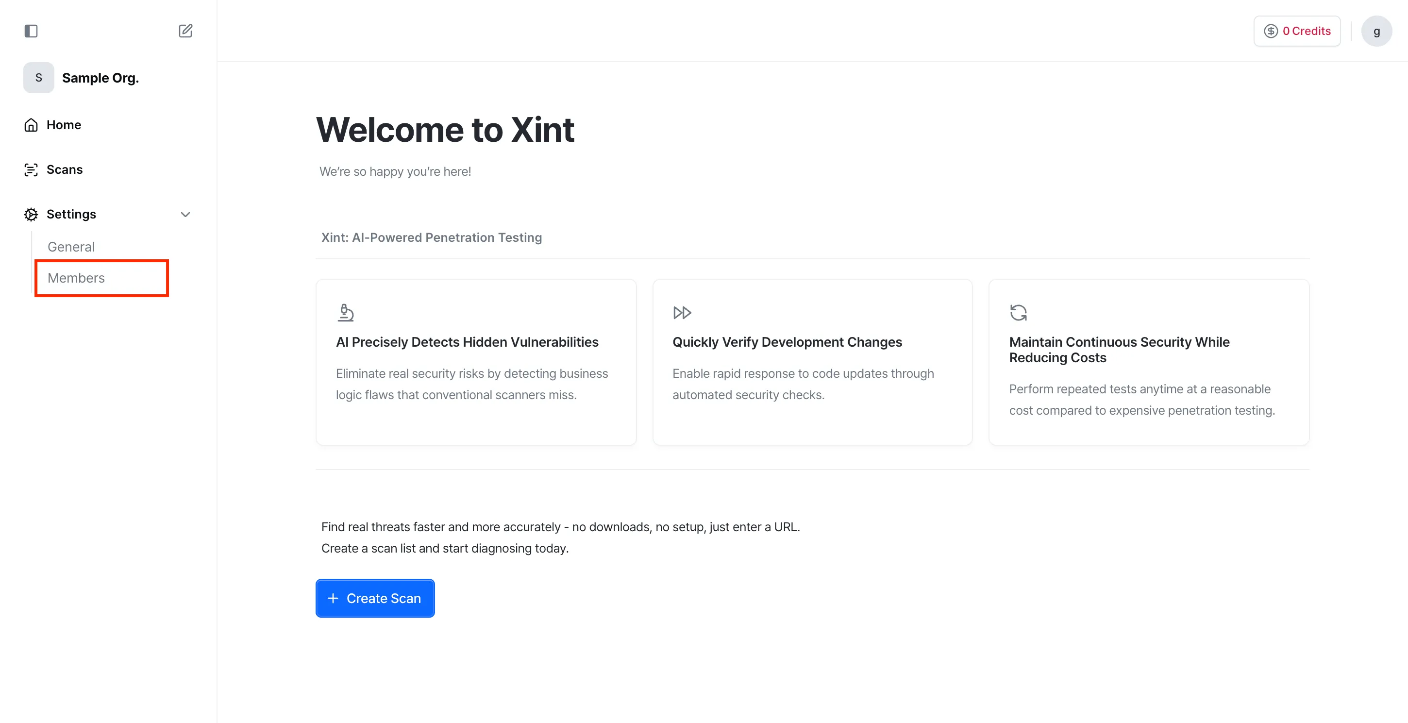 Screenshot for member management menu