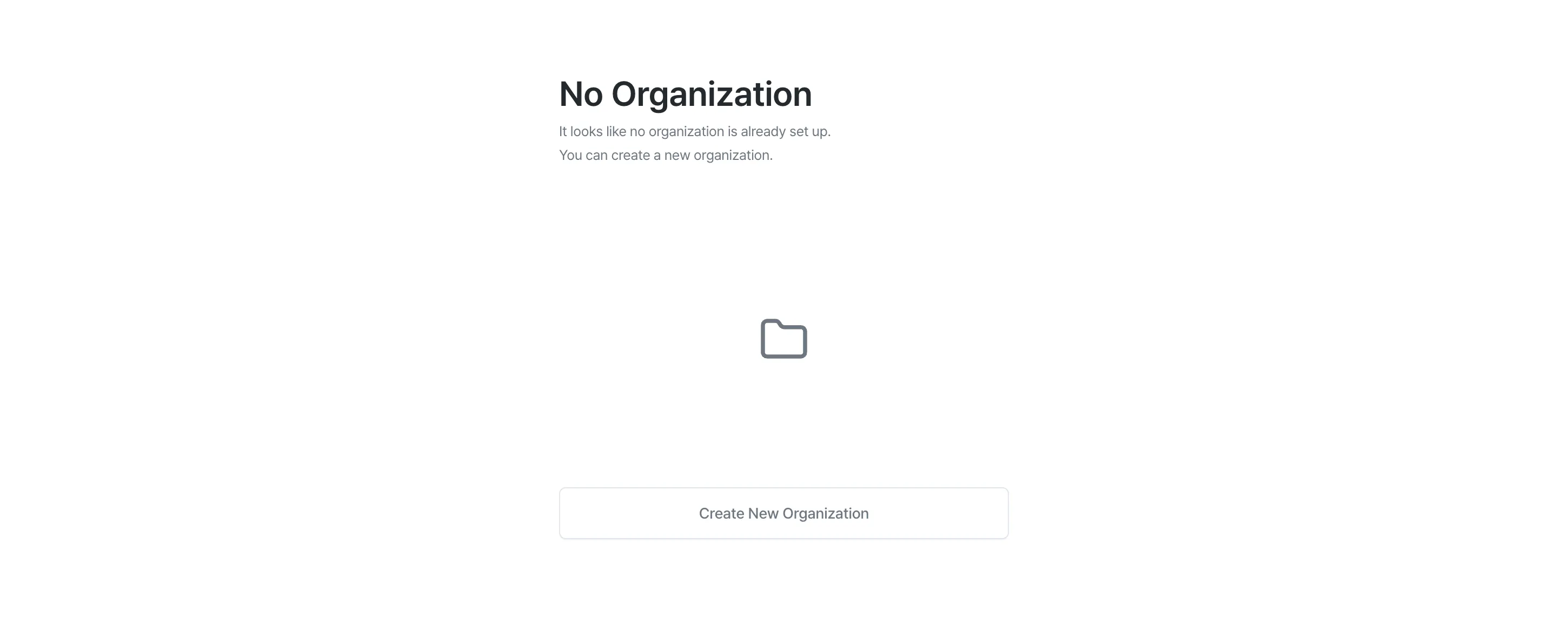 Screenshot of no organizations page