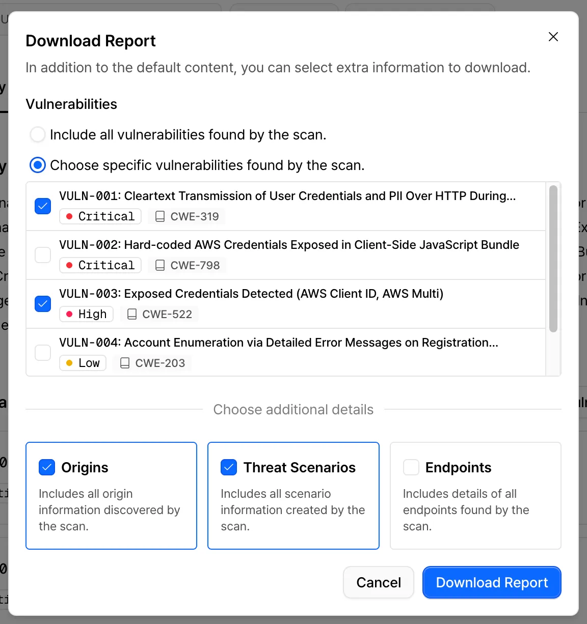 PDF vulnerability selector